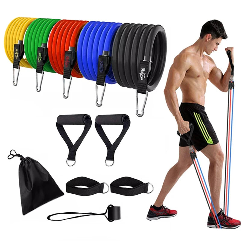 11 Piece Latex Resistance Bands Set Muscle Strength Training